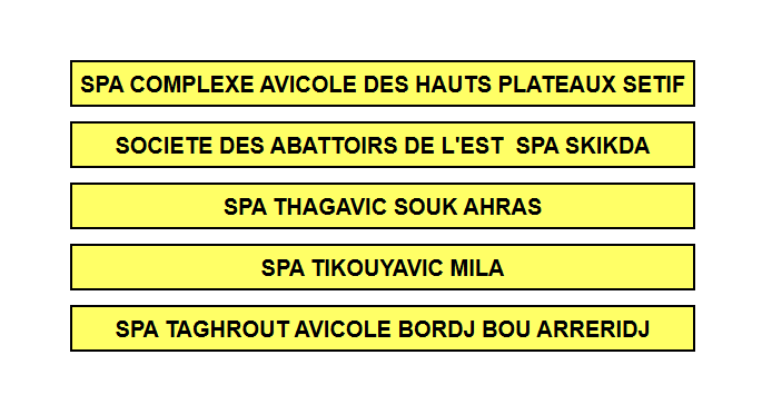Organigramme des filiales avicoles
